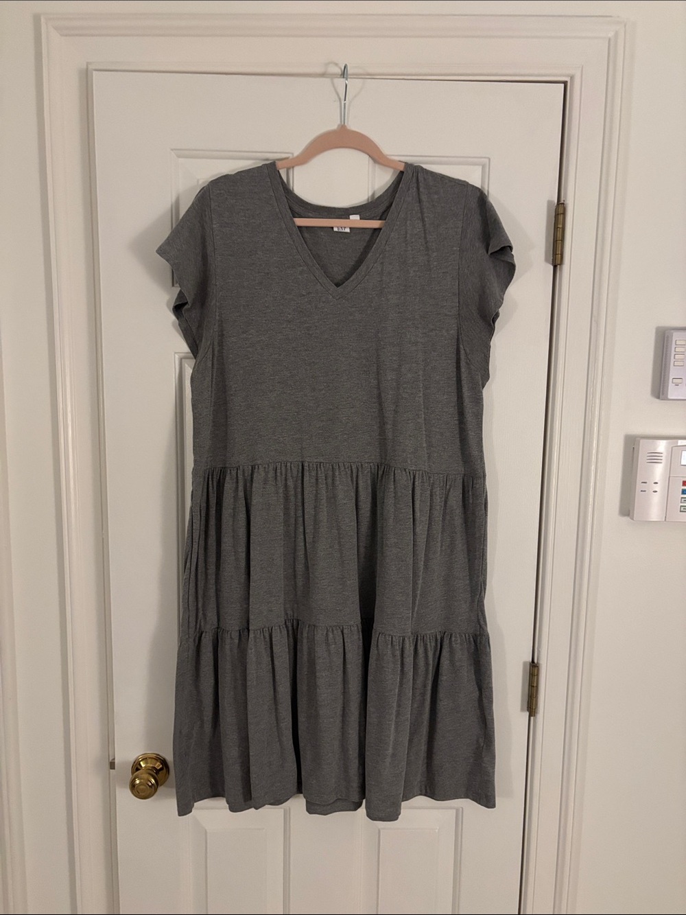 GAP Charcoal V-Neck Tiered Midi Dress